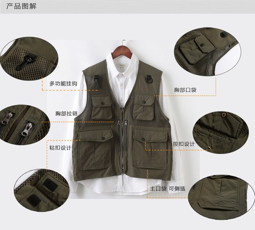 multi-pocket mesh tooling volunteer advertising vest fishing photography vest - Picture 3 of 8