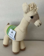 Garnet Hill Melange Collection Hand-Knit Animal Friends Llama Doll 