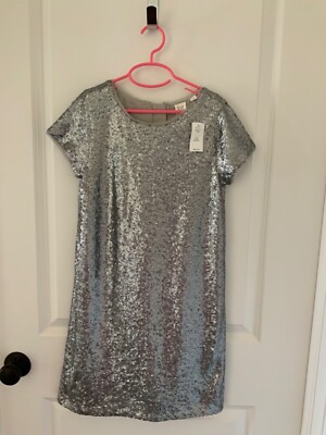 gap silver sequin dress Gap Kids Girls Silver Sequin Sparkle Dress L Large 10 NWT