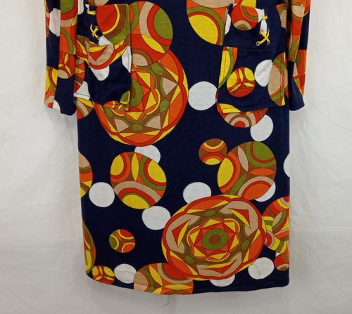1960's VTG psychedelic groovy Picasso women's lined mini dress Dagger Collar M - Picture 4 of 14