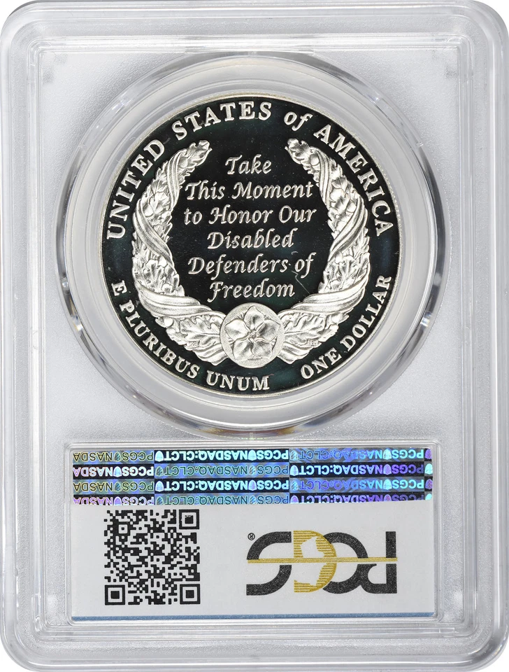 2010-W Disabled Veterans Silver Commemorative Dollar PR69DCAM PCGS Proof 69 DC - Image 2 of 2