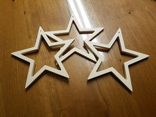 3 Holzsterne mit Innenausschnitt mit Befestigungsloch ca 17cm Stern Sterne