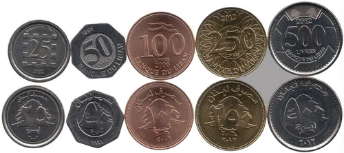 Lebanon 25, 50, 100, 250, 500 Livres