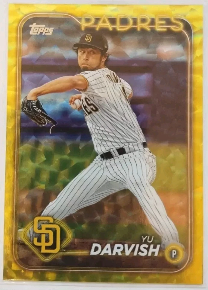 Yu Darvish 2024 Topps Series 2 Yellow Crackle Foil 08/50 - SP - Padres - Image 3 of 3