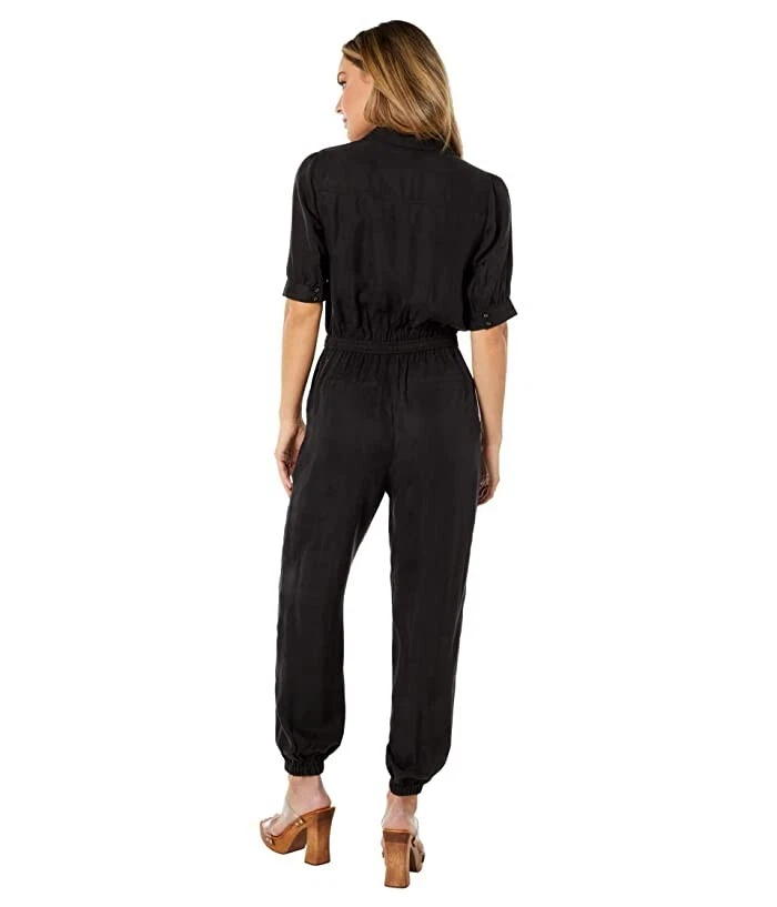 Paige L129509 Womens Black Short Sleeve Button-Down Isa Jumpsuit Size S - Image 2 of 4