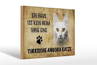 Holzschild Spruch 30X20 Cm TüRkische Angora Katze Geschenk Schild Wooden Sign
