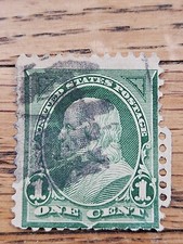 US Stamp Benjamin Franklin 1c Used Heavy Cancel 279