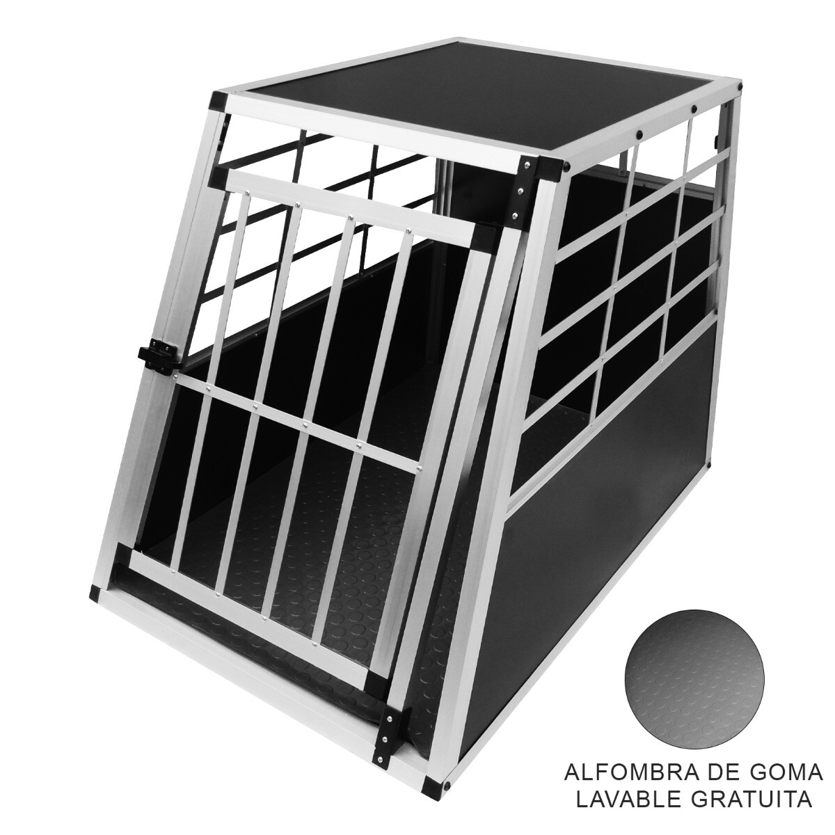 Jaula de Transporte para Coche Mascotas Caja de Viaje de Aluminio Trapezoidal