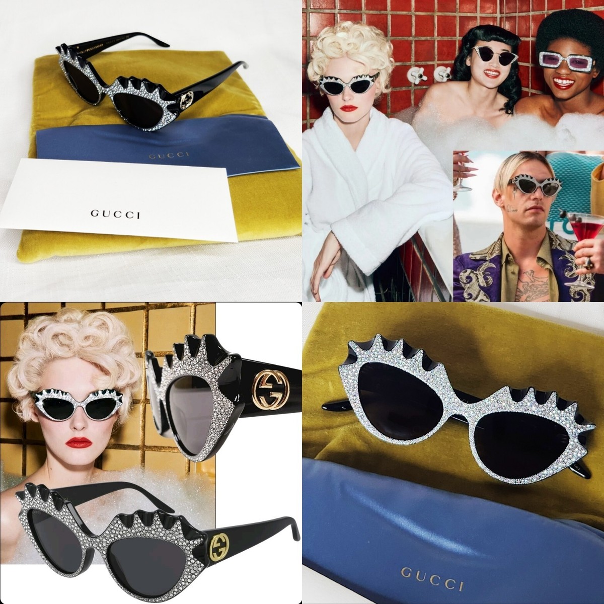 GUCCI SUNGLASSES GG0781S HOLLYWOOD FOREVER CRYSTAL CAT EYE GUCCI SUNGLASSES GG0781S HOLLYWOOD FOREVER CRYSTAL CAT EYE