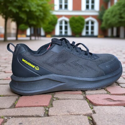 Wolverine Mens Black Solid Steel Toe Lace Up Work Sneakers Shoes 9.5 M