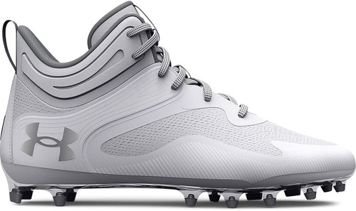 UNDER ARMOUR MEN'S UA COMMAND MC MID LACROSSE/FOOTBALL CLEATS WHITE - Picture 2 of 5