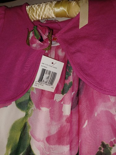 Mädchen Größe 4 rosa Blumen Float Kleid mit angenähter Jacke - Bild 2 von 10
