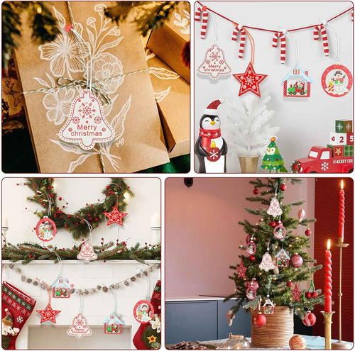 Christbaumschmuck Holz,Weihnachtsbaumschmuck Holz 4 Stile,24 Stücke Weihnachtsba - Bild 6 von 7