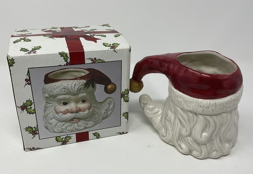 Taza navideña vintage de cerámica santa con caja - Imagen 3 de 5
