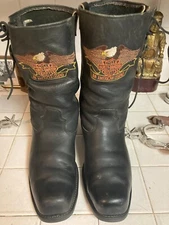 HARLEY DAVIDSON MADE IN USA FLYING EAGLE MOTORCYCLE BULLET HOLE BOOTS 11.5 M
