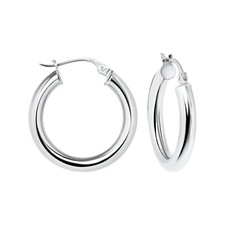 925 Sterling Silver Small 25MM Hoop Earrings Men Women Children 3MM Thick