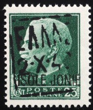 1943 II. Wk. Zante, 25 C. czarny nadruk, **/MNH, podpisany, nr Mi 1 I, ME 80