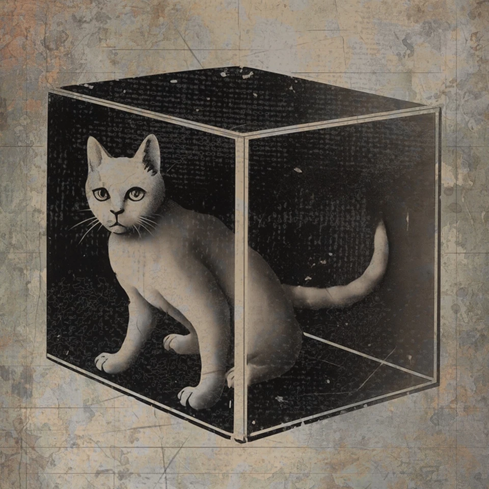 Arte de pared vintage para gato de Schrödinger, física cuántica ciencia matemáticas profesor decoración Foto 2 de 4