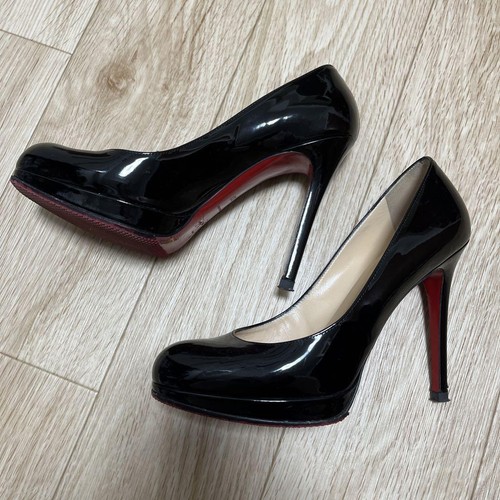 Christian Louboutin Pumps Heel Leather Black EU37 US6.5 Japan F/S USED - Picture 11 of 24