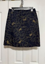 Ann Taylor Skirt Navy and Gold Fully Lined Size 4 NWT