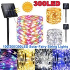 100/300 LED Solar Fairy String Light Copper Wire Outdoor Waterproof Garden Decor