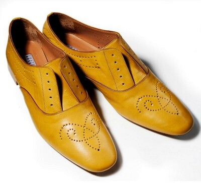 FRATELLI ROSSETTI Halbschuhe Derbies Leder Senf flacher Absatz Größe 37,5