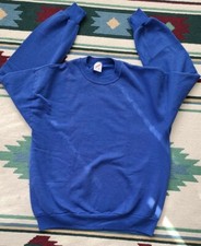 Vintage 90s Jerzees Crewneck Sweatshirt XL Sky Blue Blank Pullover Made USA