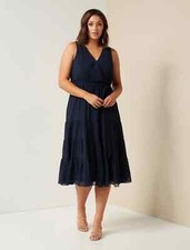 [ FOREVER NEW Curve ] Womens Blue Angelica Curve Tiered Midi Dress | Size AU 18