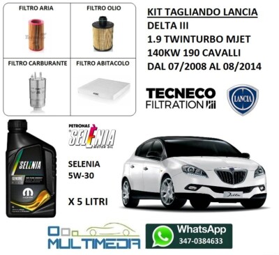Kit Tagliando Fiat Panda 500 900 Twinair Lancia Ypsilon 0.9 Filtri 3 Olio Copia - Foto 9