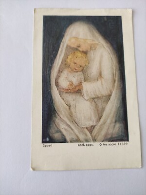 Krippe Madonna mit weißem Gewand mit Jesuskind Santino S5 Holy Card 
