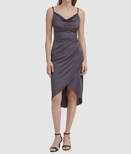 Guess Women's Gray Draped Cowlneck Sleeveless Slip Dress Size 2