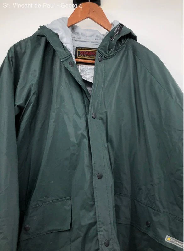 Men's Stearns Dry Wear Green Waterproof Rain Coat Hooded - Size Medium - Image 2 of 4