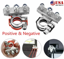 (USA)2X Car Marine Battery Terminal Connector Positive Negative Cable Clamp Clip