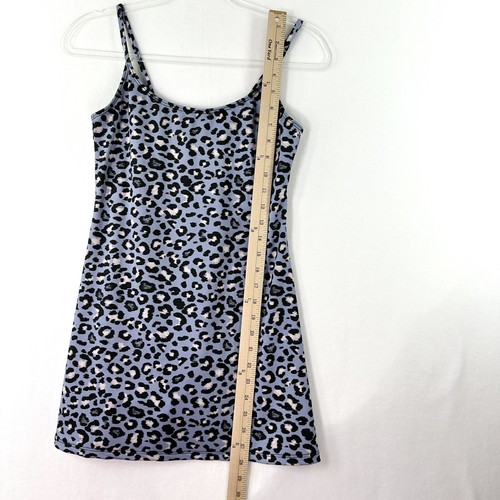 Onzie Tank Dress Women’s Sz XS Blue Leopard Print Built In Shorts Liner Romper - Picture 7 of 13