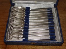 12 Fourchettes à Gâteaux Christofle Métal Argenté Atlas Luc Lanel Art Déco 1935