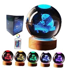 3D panda Crystal Ball lamp,3.15 inch K9 Crystal Ball night Multicolor