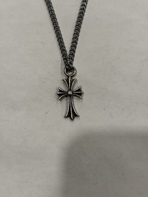 Chrome Hearts Cross Pendant Cuban Link Chain Necklace Sterling