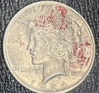 1925  $1 Peace Silver Dollar  Uncirculated. Painted Red.