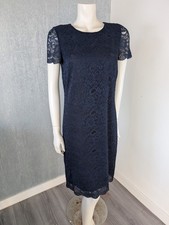 Jaeger Navy Blue Lace Dress Size 10 Shift Cocktail Wedding Guest Evening Party