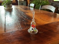 Vintage Clear Glass Bell Painted Floral Flowe...