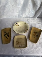 Vintage Honiton Pottery Dishes x4 Devon England Old Harry Rocks Swanage Retro