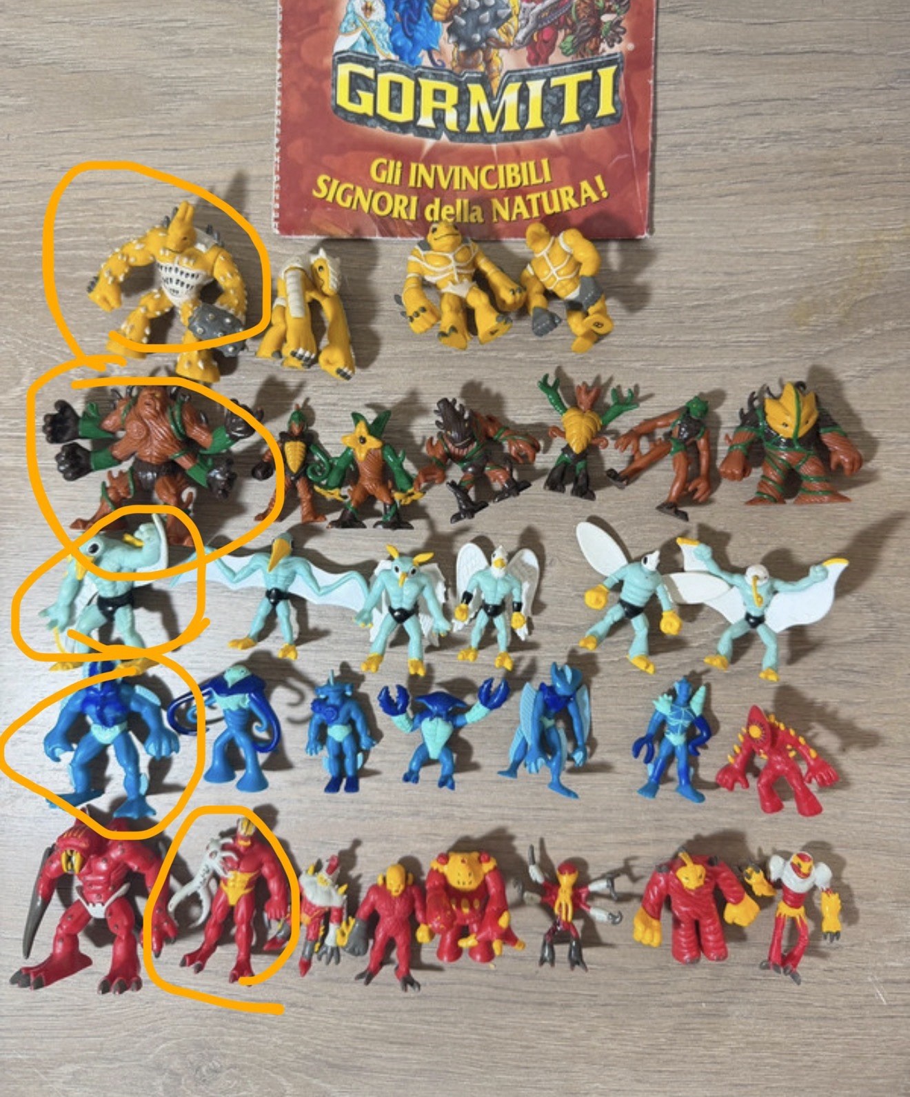 gormiti prenotati cerchiati in giallo