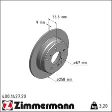 2x Zimmermann 400.1427.20 Bremsscheibe für MERCEDES BENZ C KLASSE W202