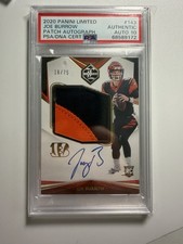 2020 Panini Limited Joe Burrow Patch Auto 18/75 PSA Authentic AUTO 10