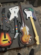 Lot of 4 PS3 Xbox Guitar Hero Red Octane Hofner Fender Stratocaster + 2 Dongles