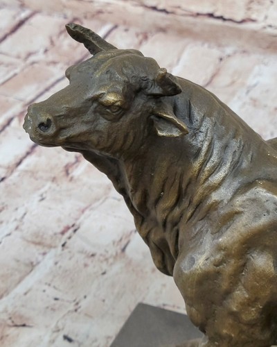 Signed Barye Male Bull Bronze Sculpture Figurine Art Deco Animal Statue Figure - Picture 6 of 10