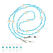 Stylish Eyeglasses Chain for Woman, Flower Beaded Mask Lanyard, Blue