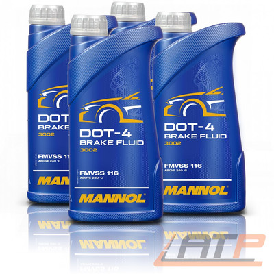 MANNOL 4x 1 L BRAKE FLUID DOT4 BREMSFLÜSSIGKEIT KUPPLUNGSFLÜSSIGKEIT SYNTETISCH