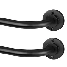 2 Pack Curtain Rods for Windows 48 to 90 inch, 5/8 Inch Black Curtain Rod, Ad...