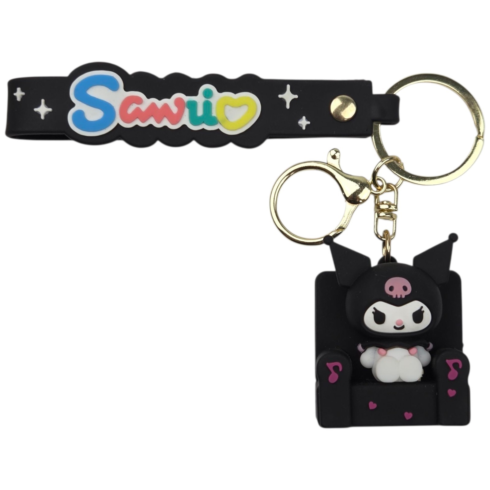 Hello Kitty Kuromi 2-inch 3D Sofa Keychain in Black and Pink
